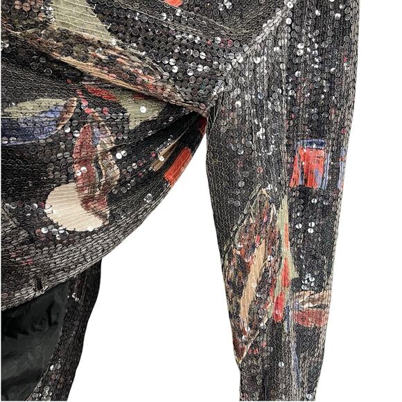 Sequin Blazer Jacket Heavy Black Artsy Art To Wear 2X - Picture 10 of 10